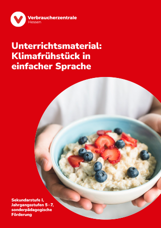 Titelseite des Unterrichtsmaterials Klimafrühstück in einfacher Sprache