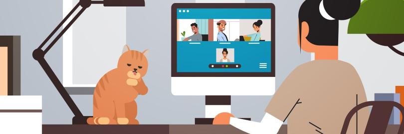 Eine Frau trifft sich in einem Video-Call mit Freunden.