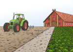 Grafik: Traktor auf einem Feld